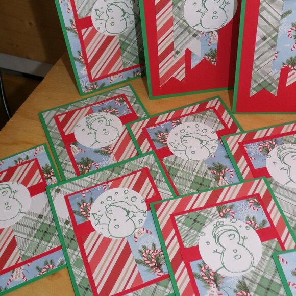 Handmade Set of 12 NWT Snowman Christmas Cards - Picture 2 of 4